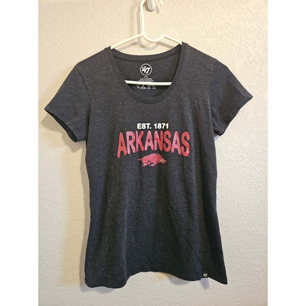 47 Brand Arkansas Razorbacks T-Shirt Womens Medium Gray Heather Graphic Tee